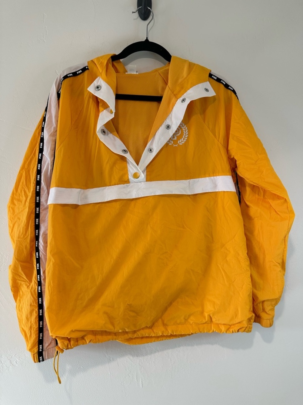 PINK Victoria’s Secret Yellow Anorak Windbreaker Pullover XS S - Picture 3 of 7